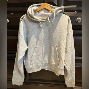 ARITZIA TNA Gray Cropped Hoodie with stripes on arms size M
